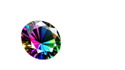 Radiant multicolored diamond gemstone isolated on white, ideal for luxury, jewelry, wedding, or creative design projects