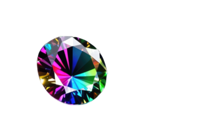 Radiant multicolored diamond gemstone isolated on white, ideal for luxury, jewelry, wedding, or creative design projects