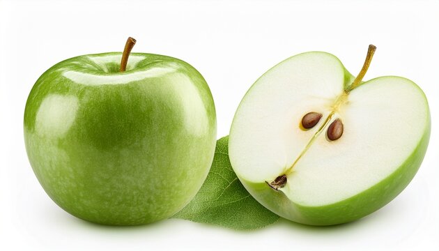 Sliced Green Apple Isolated On White