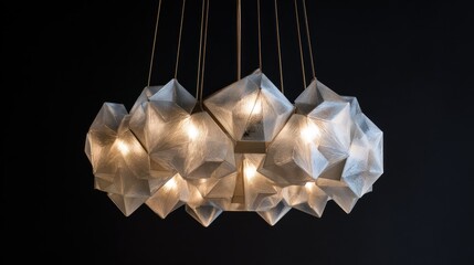 Parametric design polygon foam glass chandelier modern lighting black background