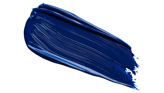 textured abstract indigo color paint stroke isolated on transparent background, png