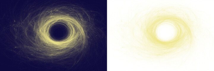 Glowing yellow circular vortex black background abstract animation swirl energy light effect	