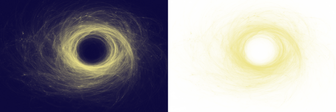 Glowing yellow circular vortex black background abstract animation swirl energy light effect	