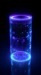 A stunning digital holographic cylinder that emits bright particle light, showcasing advanced tech and innovation in visual display.