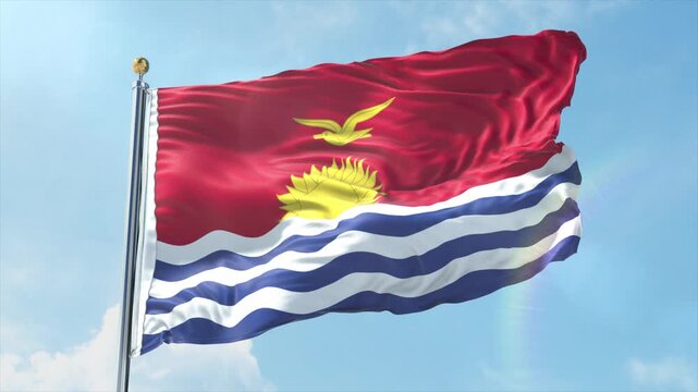 4K Kiribati flag waving in the wind - realistic Kiribati flag animation in high resolution, perfect for Kiribati national day, independence, travel and patriotic video projects