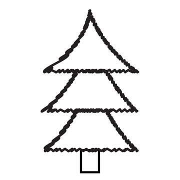 Christmas tree scibble line art minimal festive design element