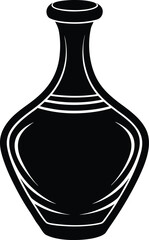 Elegant Vase Silhouette Vector: Decorative Black Graphics of a Classic Jar Shape on Transparent Area