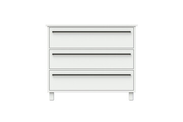 Dresser isolated on white background. Vintage chest drawers. Modern furniture for home interior. Top view. 3d render