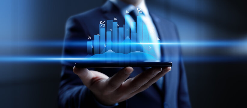 Financial Growth Strategy and Data Visualization with Interactive Graphs and Percentages in Business Analysis.