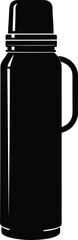 Insulated Black Travel Bottle Silhouette: Durable Thermos for Outdoor Adventures and Hot Drink Portability