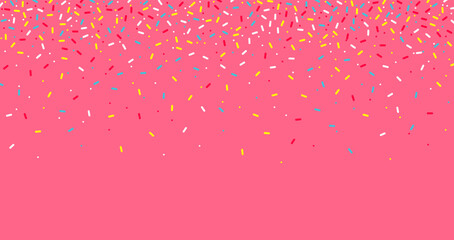Fototapeta na wymiar Colorful sprinkles banner background, colorful falling decorative sprinkles background