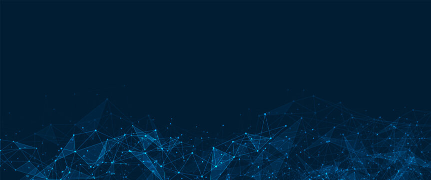 Geometric connected background. Connecting dots and lines. Global network connection. Banner template for technology.