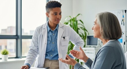 Doctor consulting with patient in modern healthcare office setting