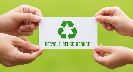 Hands Holding Recycle Symbol Card Promoting Sustainable Practices