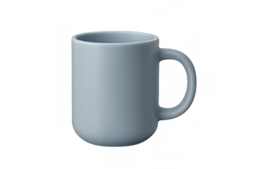 Blue ceramic mug presenting a minimalist aesthetic on a transparent background, perfect for coffee, tea, or everyday use