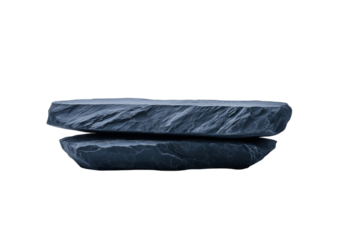 Stacked Slate Stone Slabs isolated on a transparent background