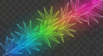 Stunning rainbow bamboo branches, vibrant modern design for posters, banners, and websites, evoking tranquility and nature's beauty, calming zen style art
