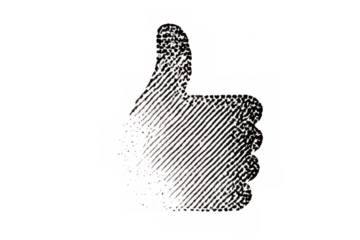Hand creating a thumbs up gesture, representing approval or success. Sketch style icon with transparent background