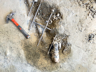 Exposed Rebar and Plumbing Repair in Concrete Floor