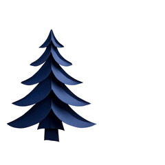 Obraz premium Paper blue Christmas tree isolated on transparent or white background, png