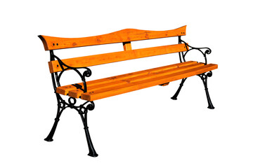 wooden bench isolated on white background.  outdoor furniture