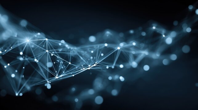 Abstract network connection background with glowing nodes and lines, representing data communication and technology advancement