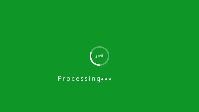 White processing progress circle with 30 percent completion on green background loading percentage
