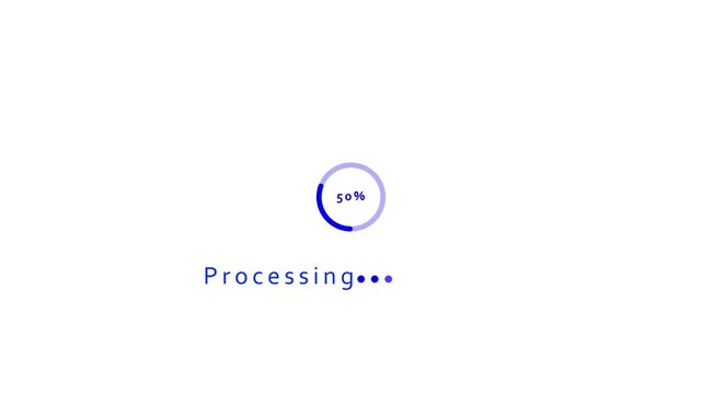 Blue processing progress circle with 30 percent completion on white background loading percentage