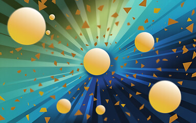 Highly detailed vivid macro abstract background featuring floating warm yellow orbs on a blue green backdrop with surreal lighting and soft shading

