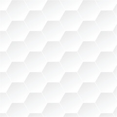 Seamless white hexagonal pattern with subtle gradient shading creating a modern and clean geometric background texture