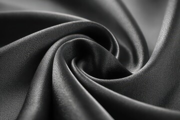 Black silk fabric with delicate folds is shown in a close-up shot. Use it for backgrounds, textures, or for adding elegant design elements.