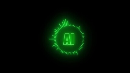Smart AI voice recognition Neon podcast player sound wave animation isolated. on black background. In digital minimalist voice and soundtrack. 4k video