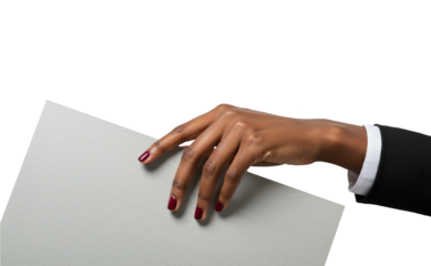 Elegant hand holding white folder