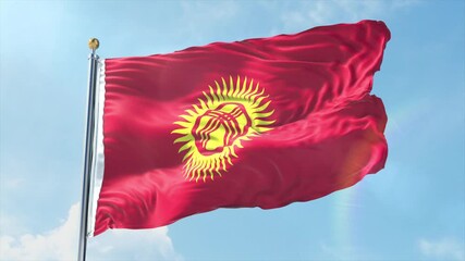 4K Kyrgyzstan flag waving in the wind - realistic Kyrgyzstan flag animation in high resolution, perfect for Kyrgyzstan national day, independence, travel and patriotic video projects