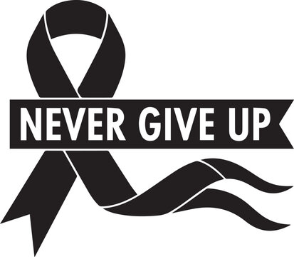 World aids day black ribbon never give up message awareness symbol hope