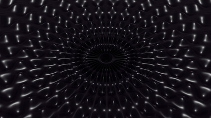 Black and White Sound Waves 3D Geometric Abstract Composition