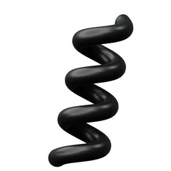 3d Spiral or Spring Shiny Black Metallic color, Abstract realistic rendering of 3d geometry shape object element
