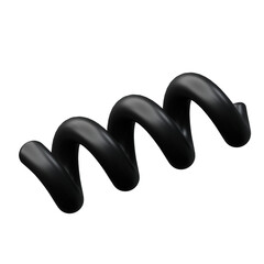 3d Spiral or Spring Shiny Black Metallic color, Abstract realistic rendering of 3d geometry shape object element