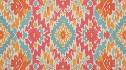 Tropical Radiance Colorful Ikat Fabric Art