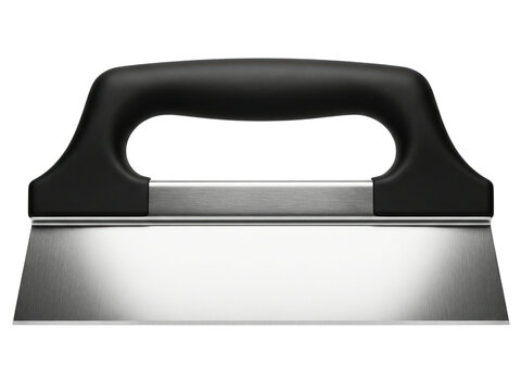 Metal bench scraper with black handle on a transparent background - Powered by Adobe