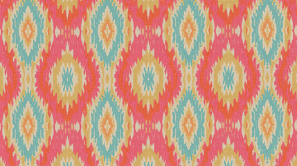 Tropical Radiance Colorful Ikat Fabric Art