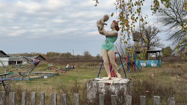 A vintage playground in a Ukrainian village