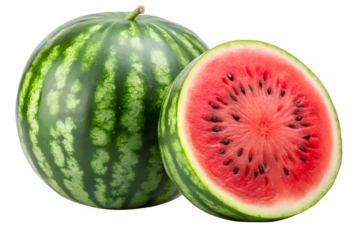 watermelons isolated on transparent white background full depth of field clipping path