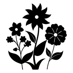gardenia-daisy-hardy silhouette on white background 