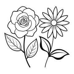 gardenia daisy hardy line art on white background