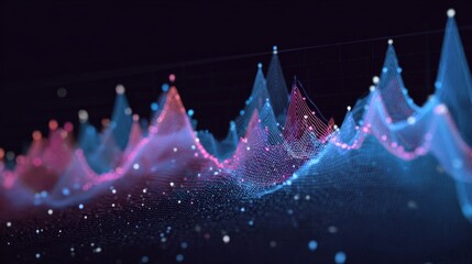 Abstract digital waveforms with vibrant colors representing data visualization and technological innovation