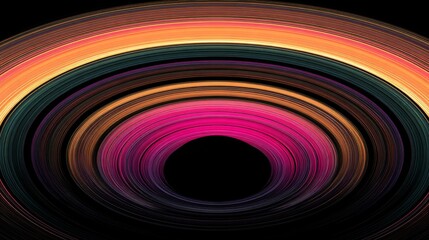 Vibrant Abstract Swirling Circular Patterns with Colorful Stripes and Dark Center for Artistic Backgrounds and Designs