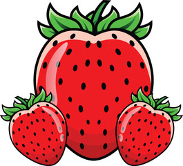 A fresh, ripe strawberry vector illustration, isolated on white, is a sweet, juicy red berry fruit for a healthy dessert
