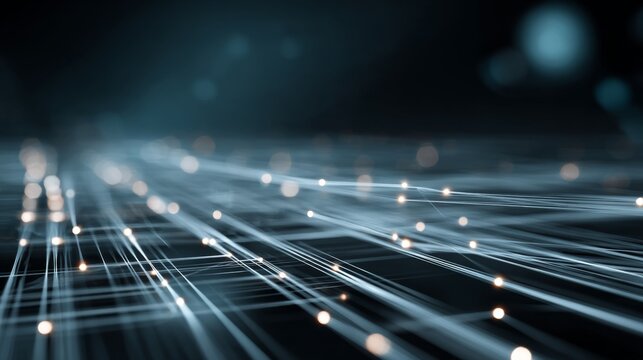 Abstract digital lines and glowing nodes creating a futuristic technology background with depth and movement