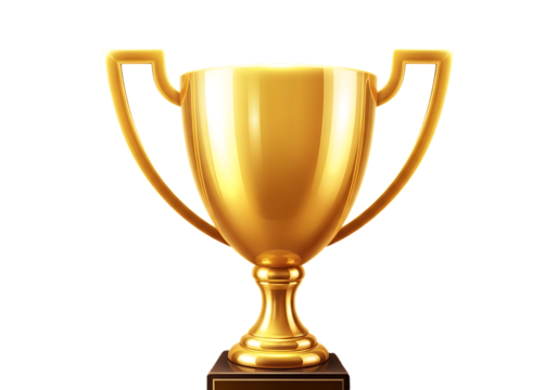 Golden trophy cup standing tall representing victory and accomplishments - Powered by Adobe